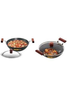 Hawkins Futura Hard Anodised Aluminium Deep Fry Pan | 2.5 L | 2.6 Qt | 22 cm | 8.7 Inch | With Lid