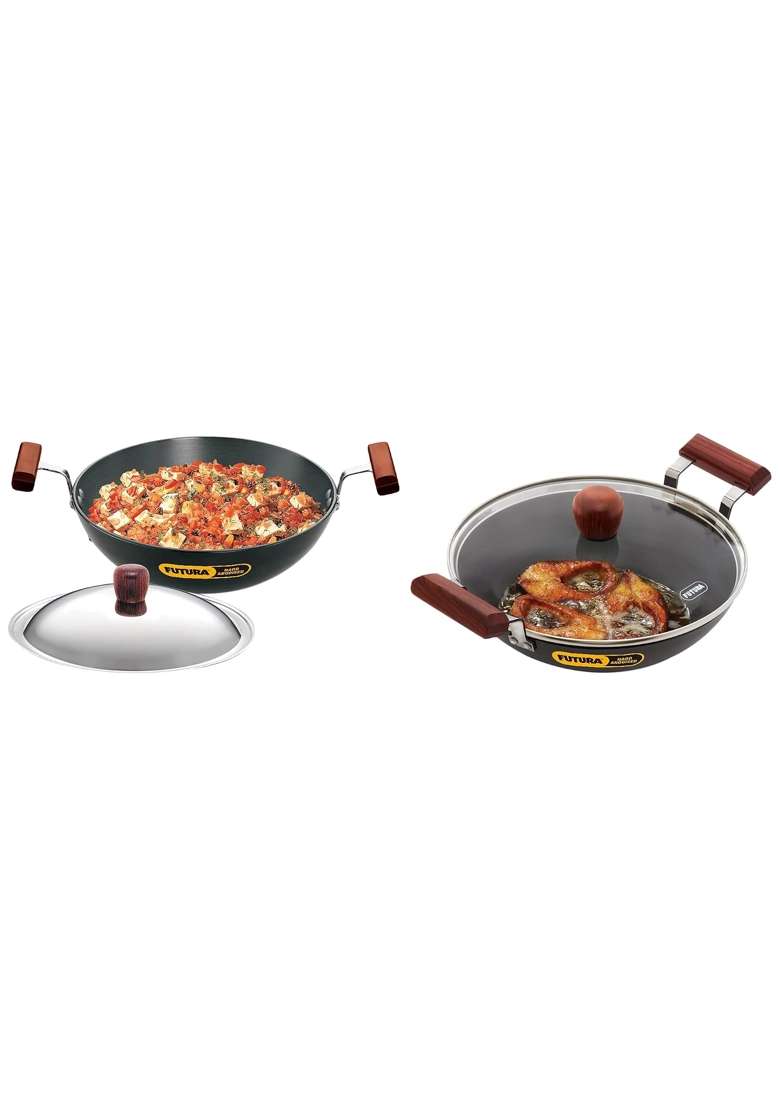 Hawkins Futura Hard Anodised Aluminium Deep Fry Pan | 2.5 L | 2.6 Qt | 22 cm | 8.7 Inch | With Lid - Indya