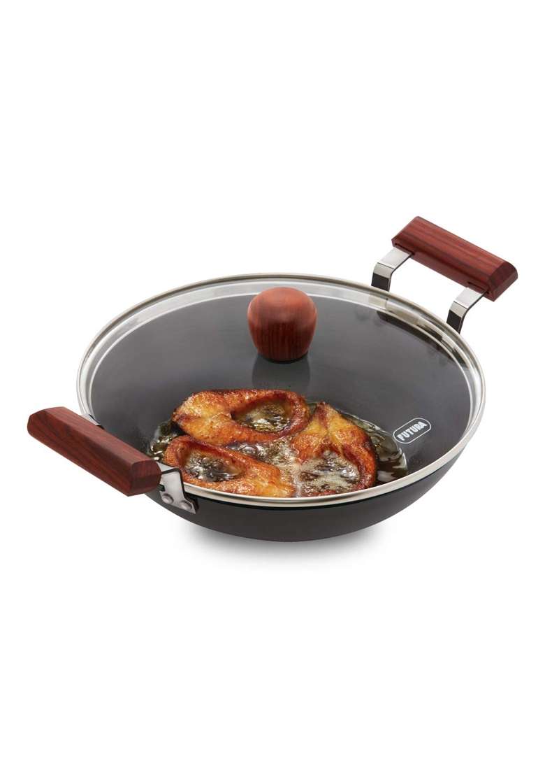 Hawkins Futura Hard Anodised Aluminium Deep Fry Pan | 2.5 L | 2.6 Qt | 22 cm | 8.7 Inch | With Lid - Indya