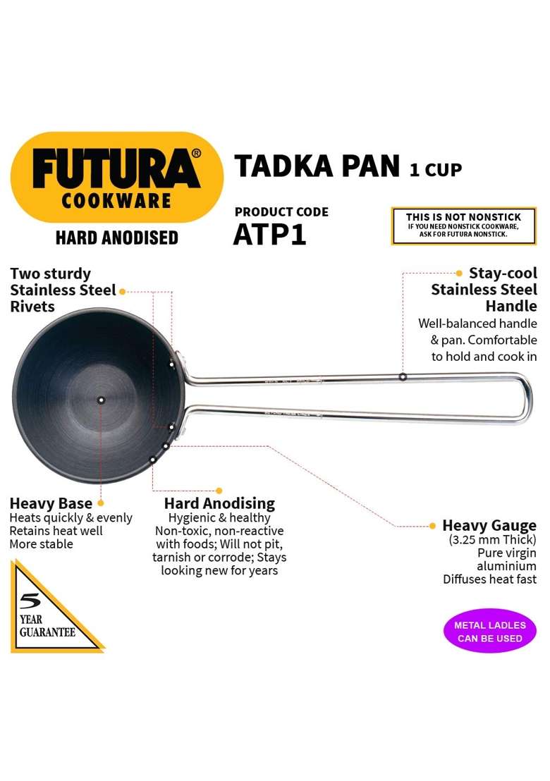 Hawkins Futura Small Tadka Pan | 2.5 L | 2.6 Qt | Induction Compatible | With Lid - Indya