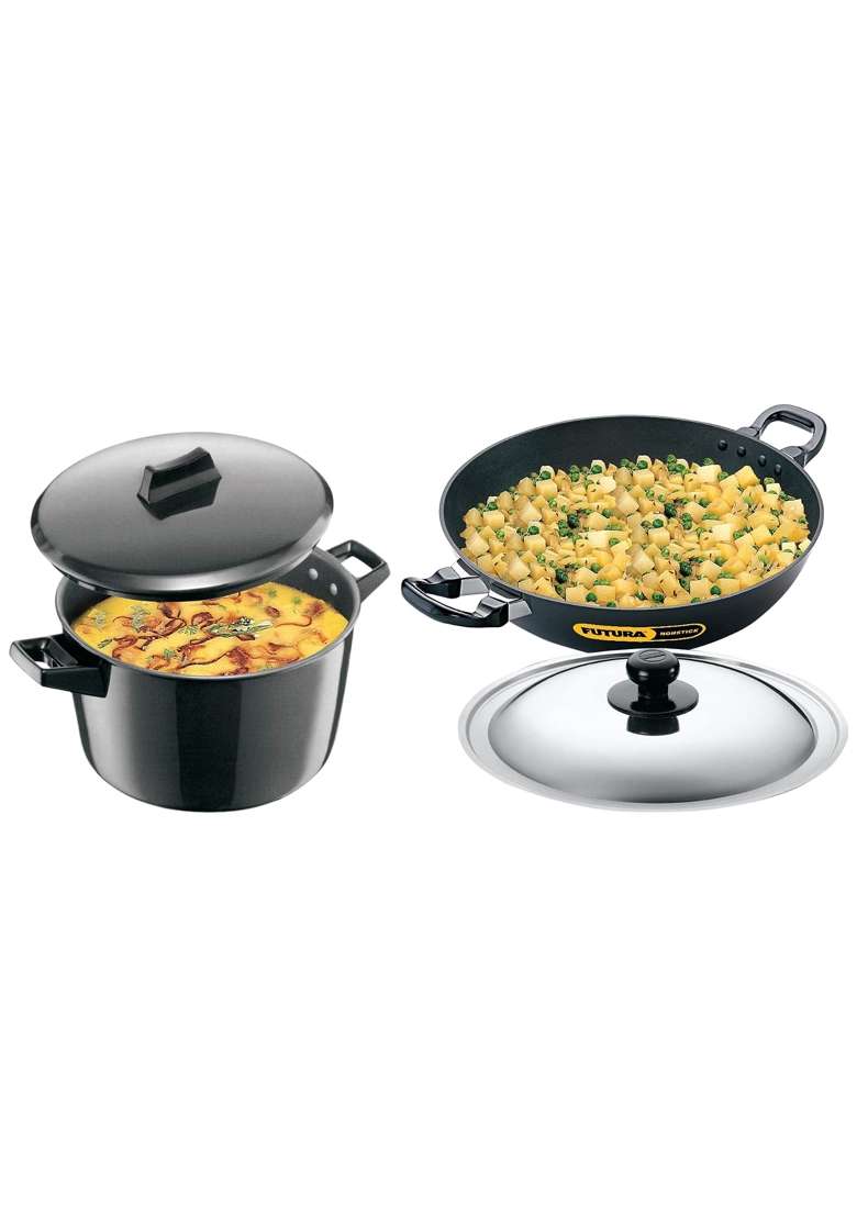 Hawkins Futura Hard Anodised Cook-N-Serve Bowl | 5 L | 5.3 Qt | 30 cm | 11.8 Inch | Non-Stick | With Lid - Indya