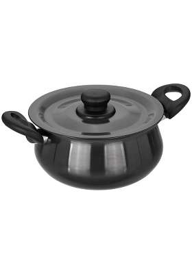 Solimo Amazon Brand Solimo Aluminium Hard Anodized Handi Cooking Pot with Lid | 2.5 L | 2.6 Qt | Induction Compatible