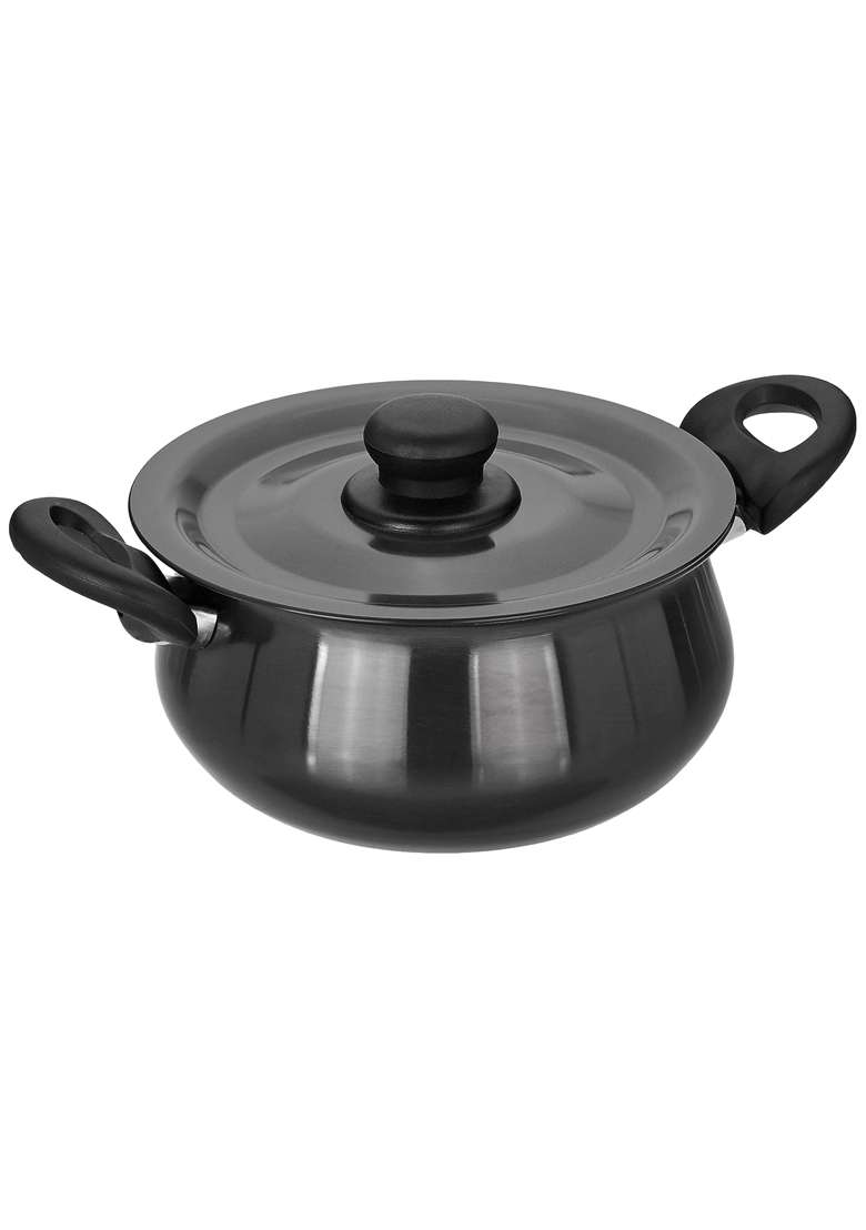 Solimo Amazon Brand Solimo Aluminium Hard Anodized Handi Cooking Pot with Lid | 2.5 L | 2.6 Qt | Induction Compatible - Indya