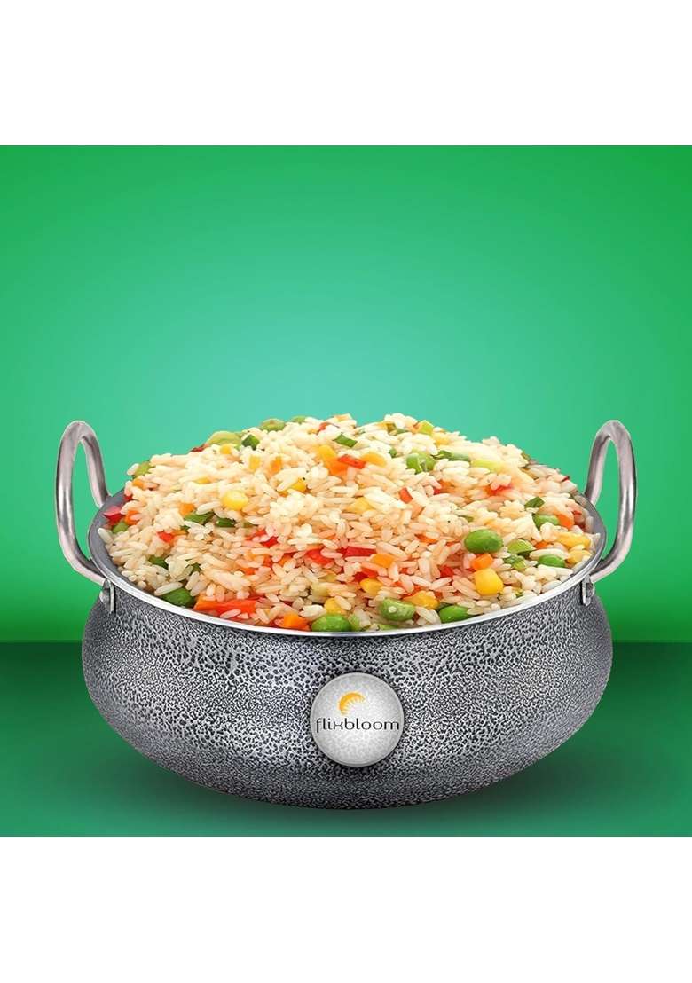 FLIXBLOOM Classic Hard Anodised Kitchen Cookware Induction and Gas Stove Compatible Handi Cooking Pot | 3.5 L | 3.7 Qt | With Lid - Indya