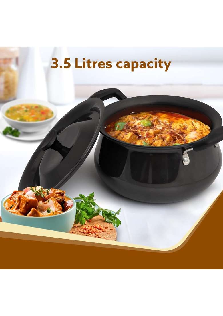 AGARO Elite Hard Anodised Handi with Lid | 3.5 L | 3.7 Qt | Non-Toxic - Indya