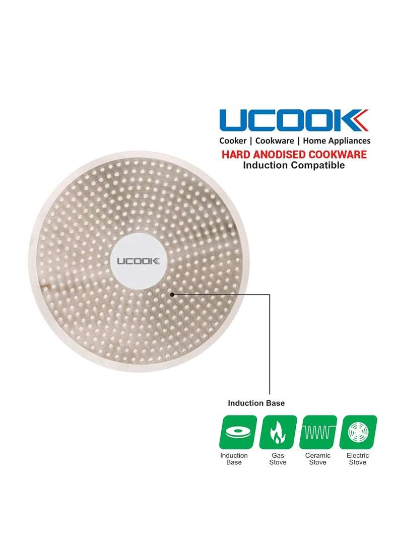 UCOOK Aluminium Hard Anodised Induction Base Saucepan | 2 L | 2.1 Qt - Indya