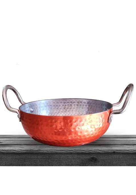 FLIXBLOOM Edge Copper Food Grade Cookware Aluminium Kitchen LPG Stovetop and Induction Base | 3 L | 3.2 Qt | Hammered Finish