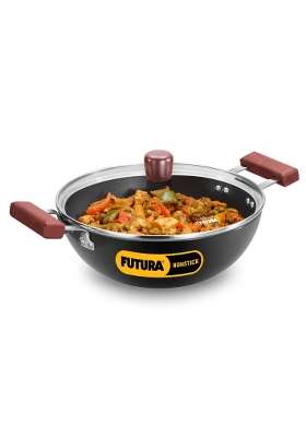 Hawkins Futura Deep Kadhai Wok | 3 L | 3.2 Qt | Induction Compatible | Non-Stick | With Lid