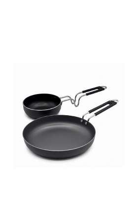 DOZY Hard Anodised Non-Stick Frying Pan and Tadka Pan Set
