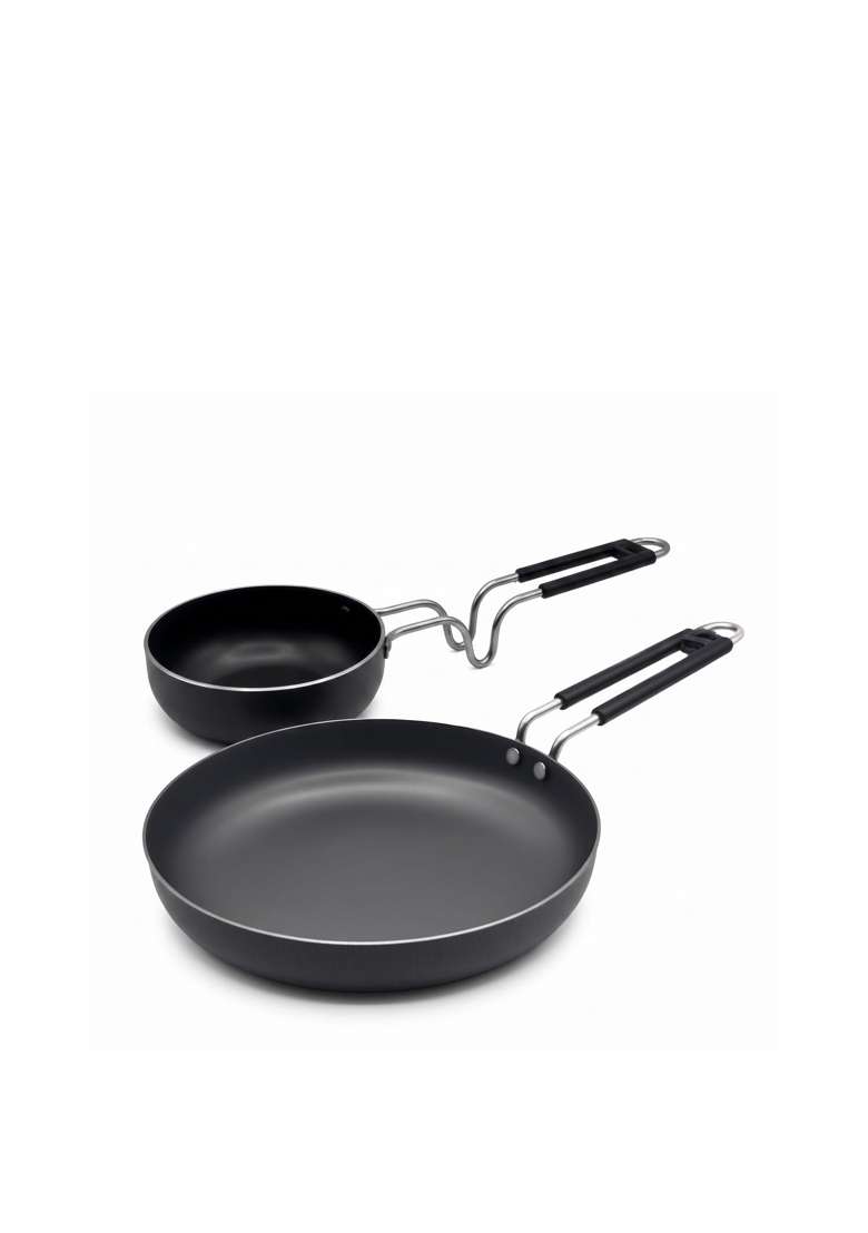 DOZY Hard Anodised Non-Stick Frying Pan and Tadka Pan Set - Indya