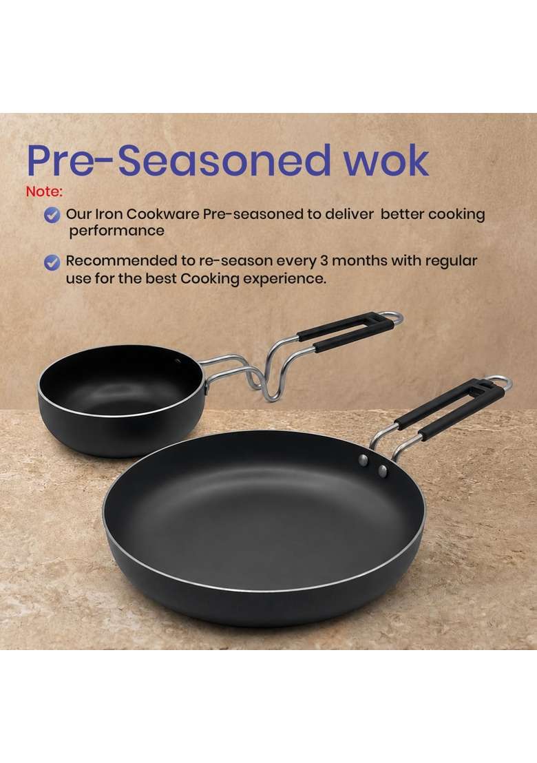 DOZY Hard Anodised Non-Stick Frying Pan and Tadka Pan Set - Indya