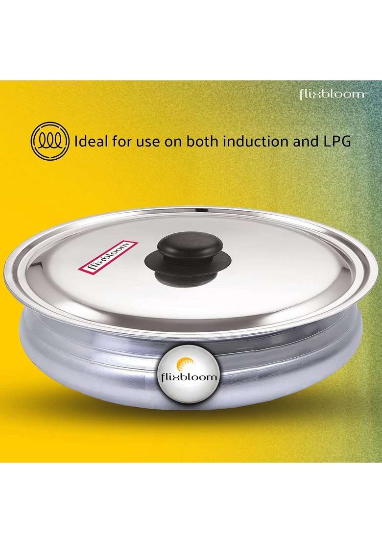 FLIXBLOOM Neoteric Cookware Set Induction Base Urli for Cooking Hard Anodised Cookware | 1 L | 1.1 Qt | With Lid - Indya