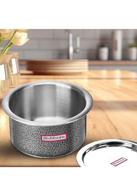 FLIXBLOOM Imperial Lid Hammertone Black Hard Anodised Multipurpose Induction Base and LPG | 1 L | 1.1 Qt