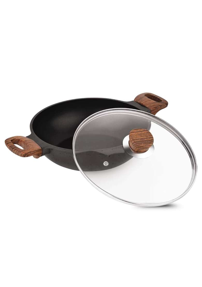 Vinod Di Casa Non Stick Kadai Wok | 1.8 L | 1.9 Qt | 22 cm | 8.7 Inch | Induction Compatible - Indya