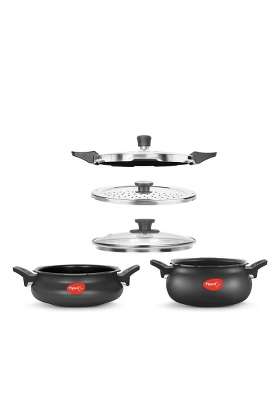 Pigeon All in One Value Pack Hard Anodized Super Cooker with Induction Base Outer Lid | 5 L | 5.3 Qt