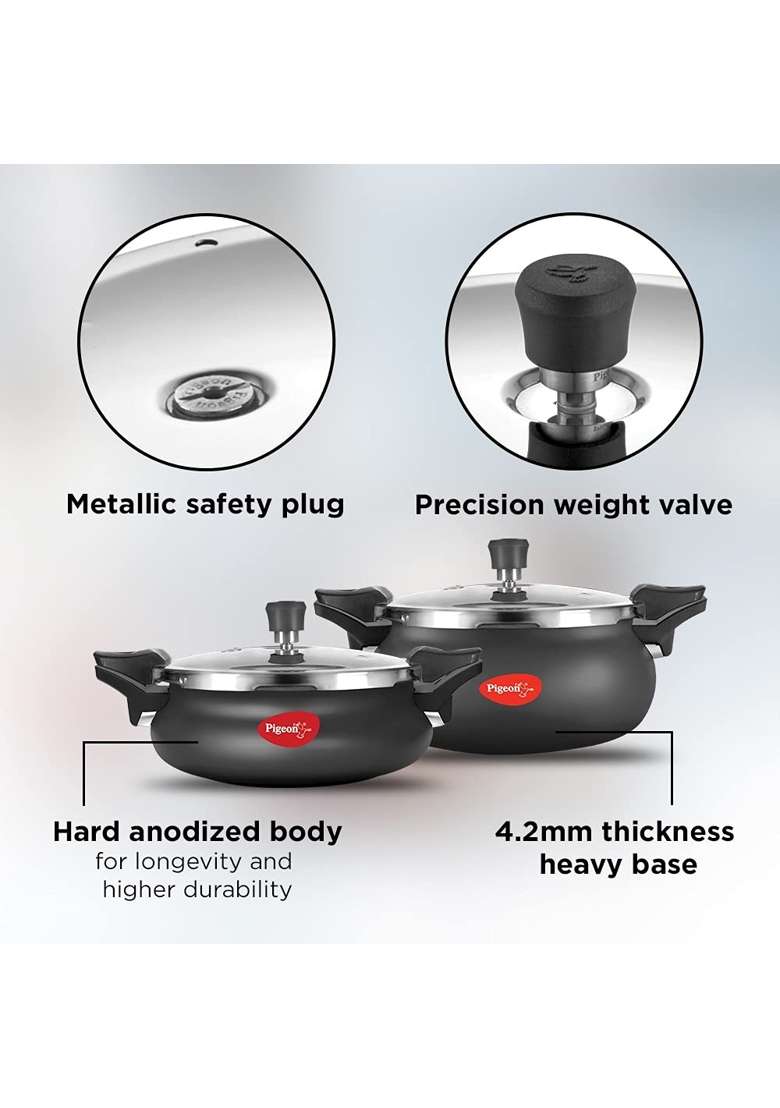 Pigeon All in One Value Pack Hard Anodized Super Cooker with Induction Base Outer Lid | 5 L | 5.3 Qt - Indya