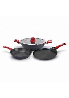 SALFORD Hard Anodised Cookware | 2.5 L | 2.6 Qt | 3-Piece Set | Induction Compatible