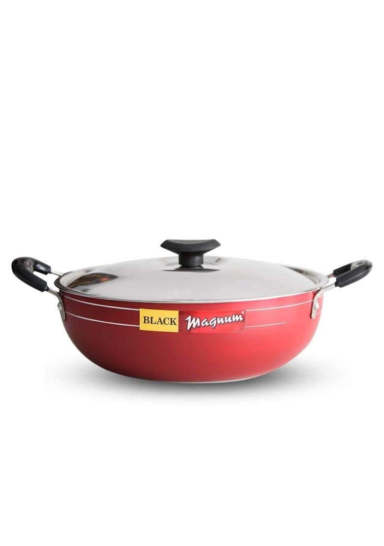 Black Magnum Basics Ibkdnl- Deep Fry Pan | 4 L | 4.2 Qt | Non-Stick | With Lid - Indya