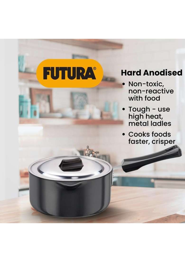 Hawkins Futura Hard Anodised Saucepan | 1.5 L | 1.6 Qt | 16 cm | 6.3 Inch - Indya