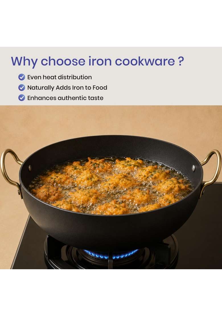 DOZY Hard Anodised Kadai Wok and Frying Pan Cookware Set - Indya
