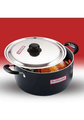 FLIXBLOOM Cosmos Black Hard Anodised Induction Base and LPG Gas Stove-top Compatible Deep | 4 L | 4.2 Qt | With Lid