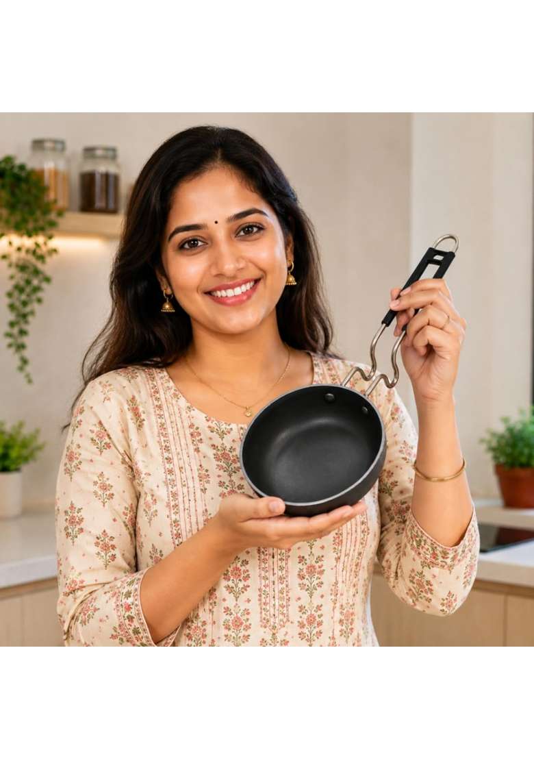 LAZYwindow Induction Cookware Iron Tadka Pan | 12 cm | 4.7 Inch | Insulated - Indya