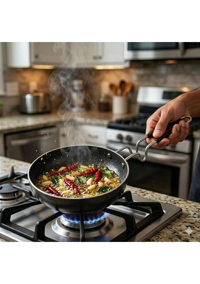 LAZYwindow Induction Cookware Iron Tadka Pan | 12 cm | 4.7 Inch | Insulated - Indya