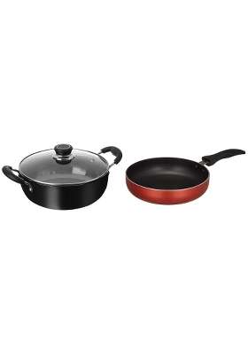 Solimo Amazon Brand Solimo Hard Anodized Deep Kadhai Wok with Induction Bottom and Glass Lid | 2.5 L | 2.6 Qt | 22 cm | 8.7 Inch | Non-Stick