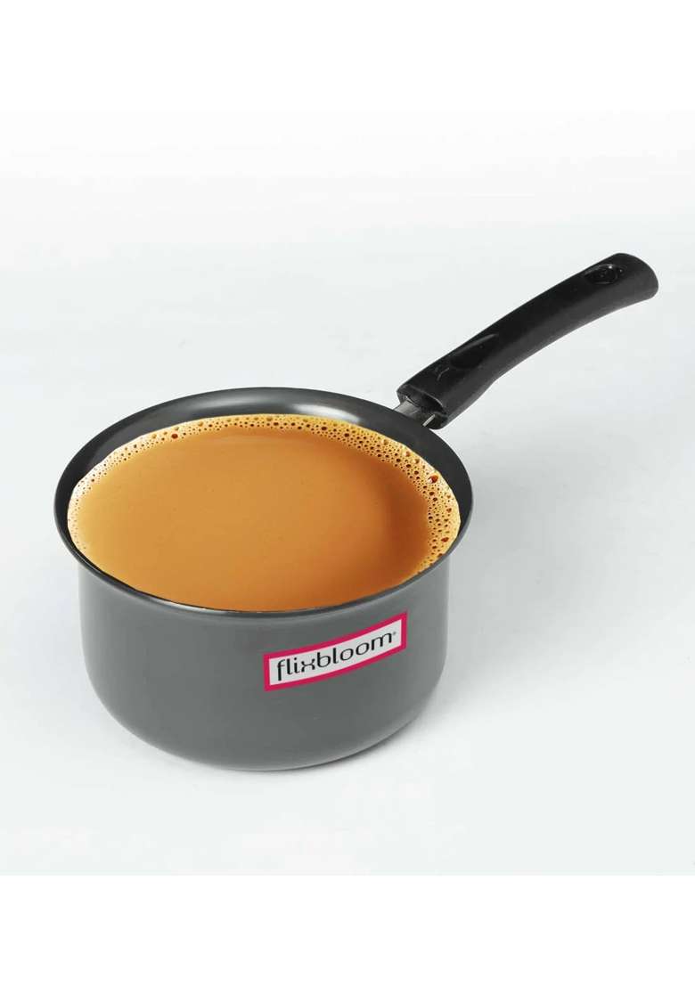 FLIXBLOOM Edge Black Hard Anodised Induction Base Kitchen Utensil Cookware Sauce Pan | 3 L | 3.2 Qt - Indya