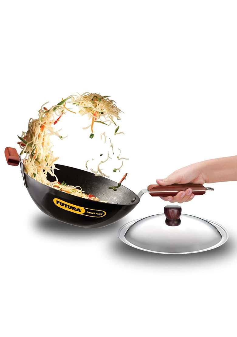 Hawkins Futura Stir-Fry Wok with SS Lid and Induction Compatible Base | 3 L | 3.2 Qt - Indya