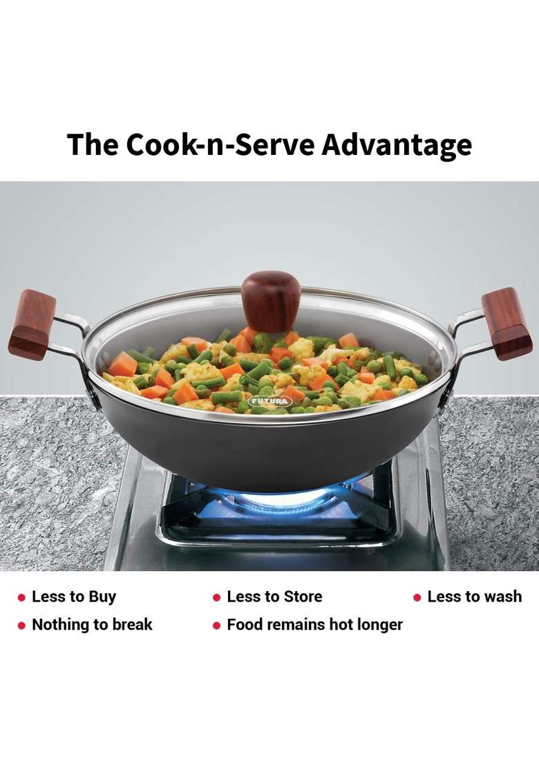 Hawkins Futura Hard Anodised Deep-Fry Pan | 2.5 L | 2.6 Qt | 26 cm | 10.2 Inch | With Lid - Indya