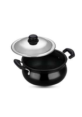Vinod Black Pearl Hard Anodised Non Stick Handi with Lid | 3 L | 3.2 Qt | Non-Toxic