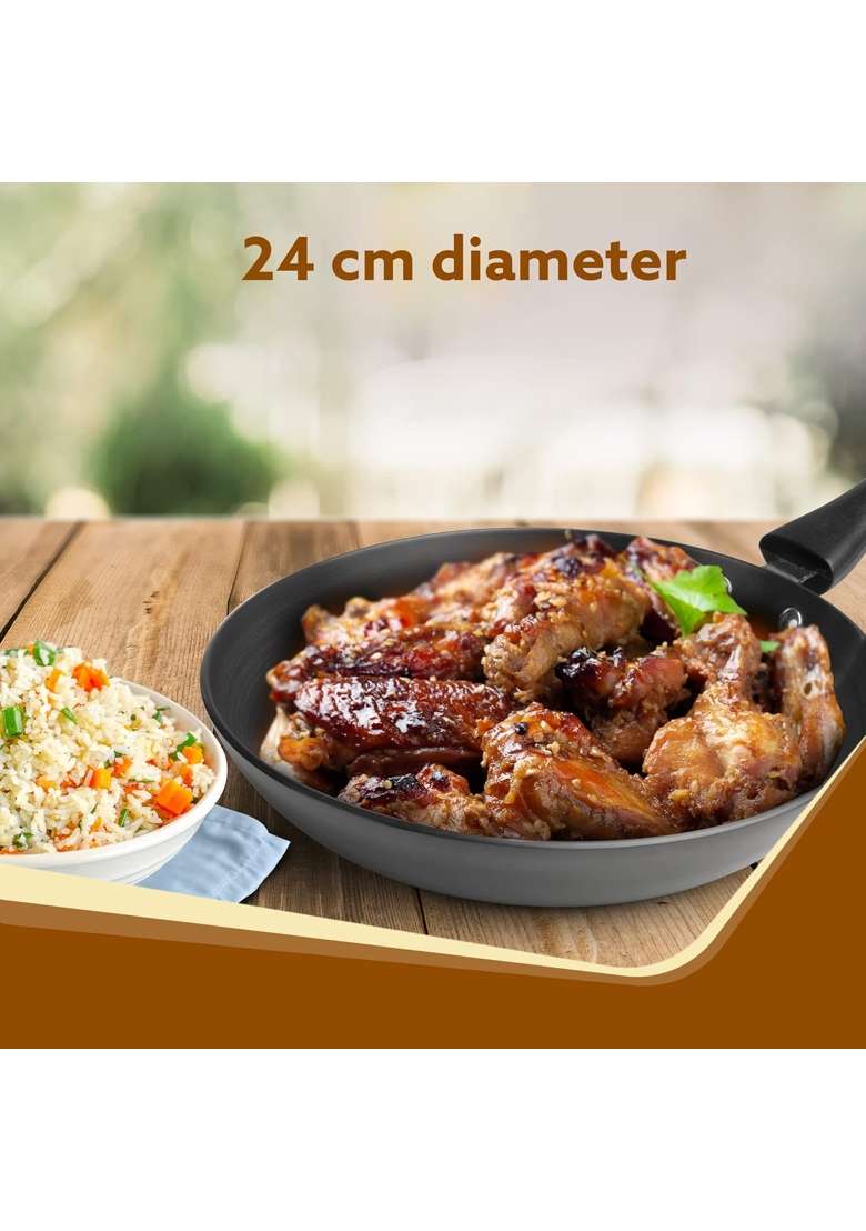 AGARO Elite Hard Anodised Tapper Frying Pan | 1.5 L | 1.6 Qt | 24 cm | 9.4 Inch - Indya