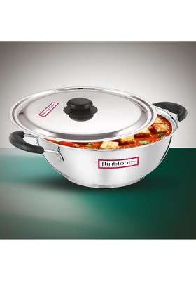 FLIXBLOOM Edge Special Kitchen Cookware Induction and Gas Stove Compatible Cooking Wok | 3 L | 3.2 Qt | Tri-Ply | With Lid