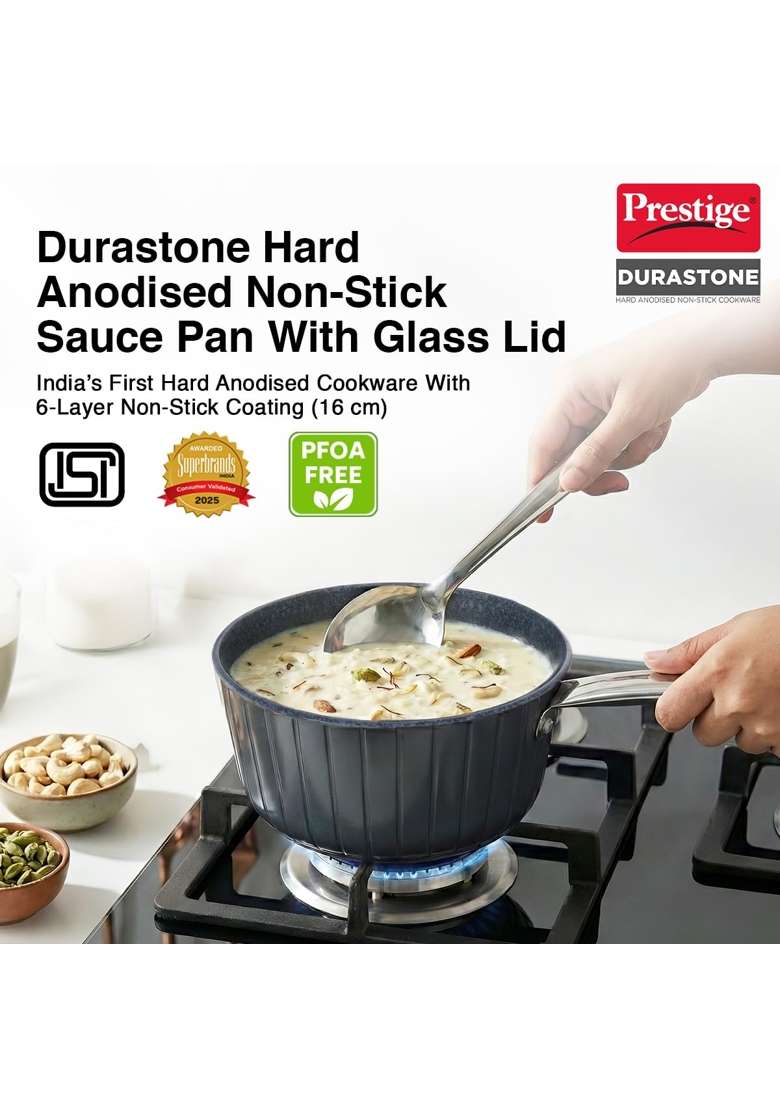 Prestige Durastone | 1.2 L | 1.3 Qt | 16 cm | 6.3 Inch | Induction Compatible | Non-Stick - Indya