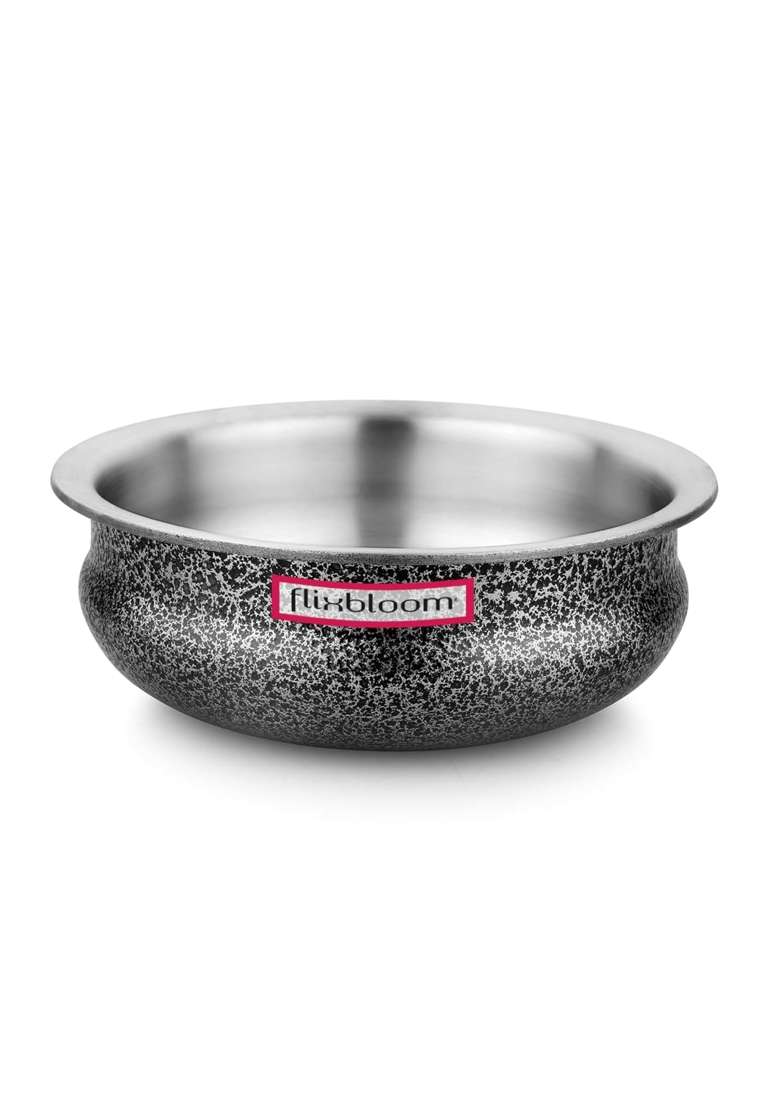 FLIXBLOOM Edge Urli Uruli Handi Bhagona Lagan Cookware Kitchen Utensil Pot Meen Chatty | 4 L | 4.2 Qt | Food Safe - Indya