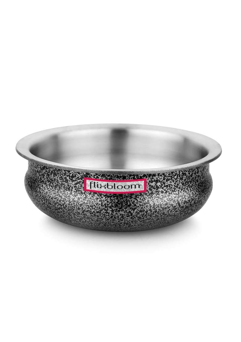 FLIXBLOOM Edge Urli Uruli Handi Bhagona Lagan Cookware Kitchen Utensil Pot Meen Chatty | 4 L | 4.2 Qt | Food Safe - Indya