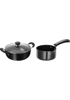 Solimo Amazon Brand Solimo Hard Anodized Deep Kadhai Wok with Induction Bottom and Glass | 2.5 L | 2.6 Qt | 22 cm | 8.7 Inch