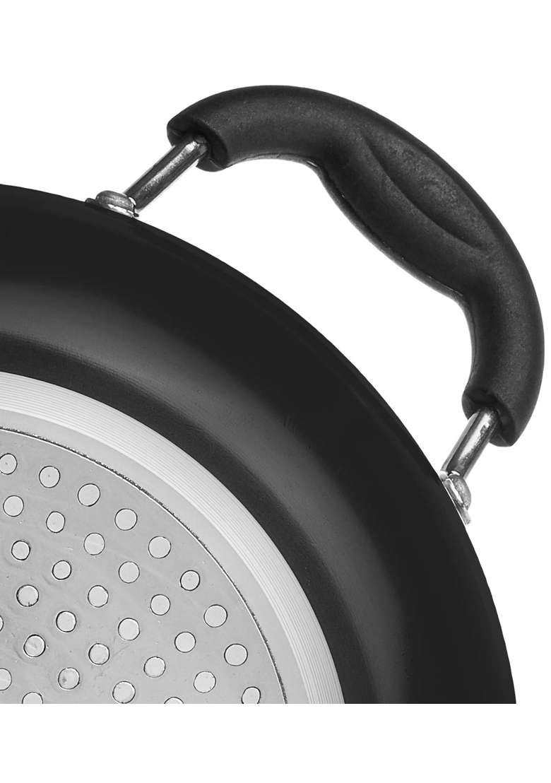 Solimo Amazon Brand Solimo Hard Anodized Deep Kadhai Wok with Induction Bottom and Glass | 2.5 L | 2.6 Qt | 22 cm | 8.7 Inch - Indya