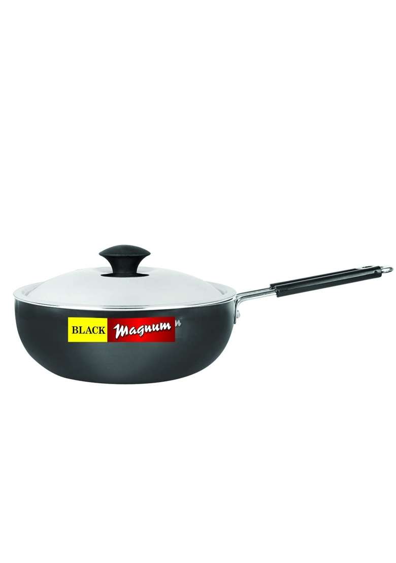 Black Magnum Hard Anodized Kadai Wok PAN Induction Compatible Model NO - Indya