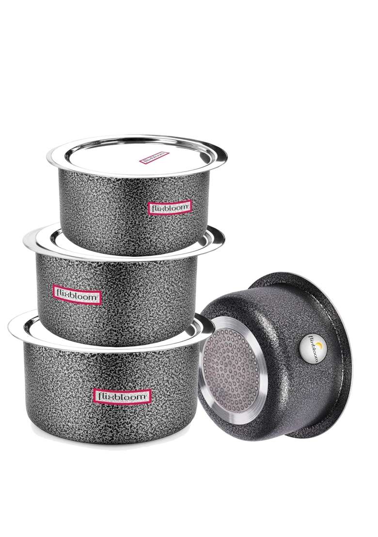 FLIXBLOOM Cook Max Hard Anodised Induction Base | 1 L | 1.1 Qt | With Lid - Indya