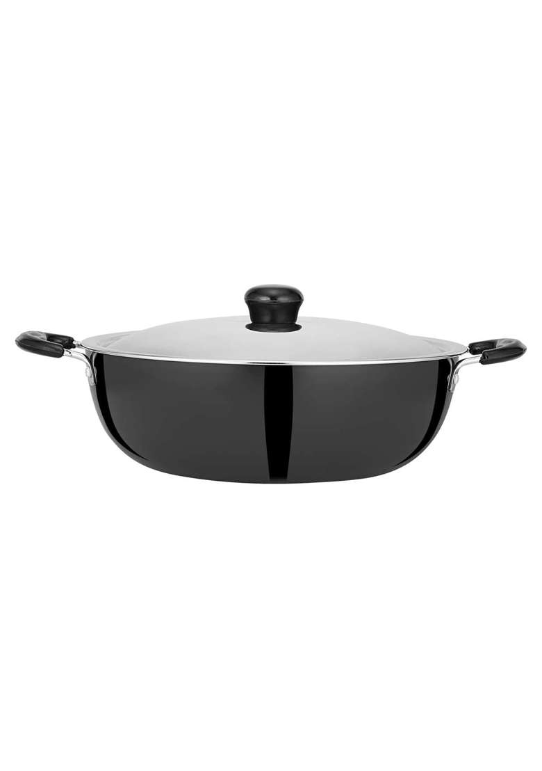 Chakmak Deep Kadhai Wok Hard Anodised | 4 L | 4.2 Qt | Induction Compatible | With Lid - Indya