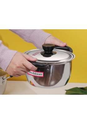 FLIXBLOOM Stainless Steel Handi Kitchen Casserole with Lid Triply Bottom Saucepot | 2.5 L | 2.6 Qt | Induction Compatible | BPA Free | Food Safe