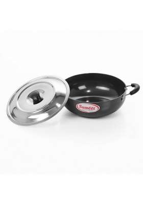 Sumeet Hard Anodised Deep Kadhai Wok | With Lid