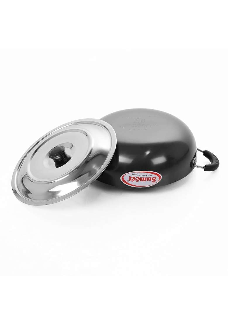 Sumeet Hard Anodised Deep Kadhai Wok | With Lid - Indya