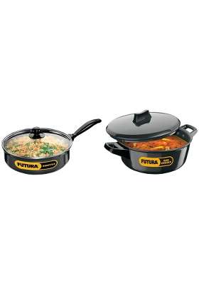 Hawkins Futura Hard Anodised Induction Compatible Cook-n-Serve Bowl with Stainless | 3 L | 3.2 Qt | 23 cm | 9.1 Inch | Non-Stick | With Lid