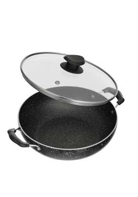 Lifelong Non-Stick Frying Kadai Wok with Glass Lid | 2 L | 2.1 Qt | 22 cm | 8.7 Inch | Induction Compatible