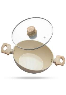 Lifelong Forged Kadhai Wok Glass Lid | 2.5 L | 2.6 Qt | 24 cm | 9.4 Inch | Induction Compatible | Non-Stick