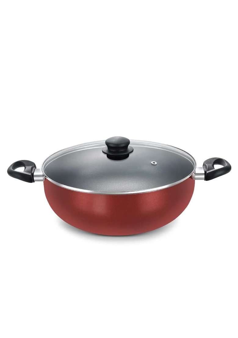 Prestige Omega Deluxe Non-Stick Deep Kadai Wok | 3.5 L | 3.7 Qt | Induction Compatible | PFOA Free - Indya