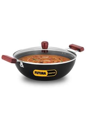 Hawkins Futura Deep Kadhai Wok | 5 L | 5.3 Qt | Induction Compatible | Non-Stick | With Lid